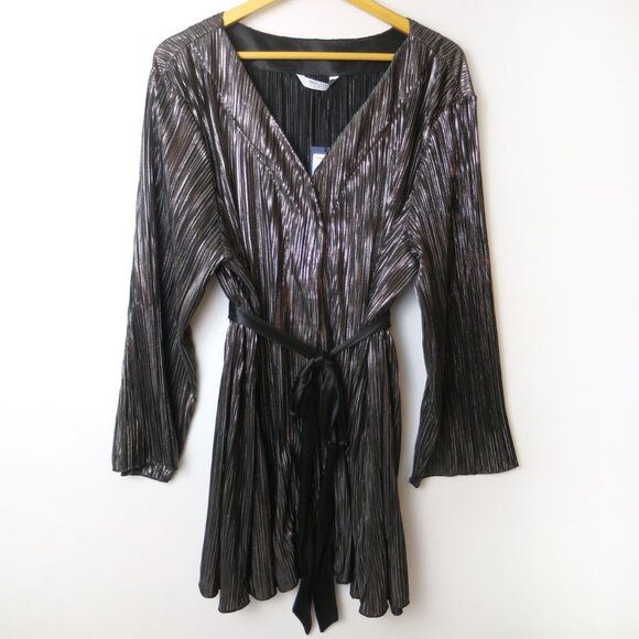 Smash + Tess Tasia Blouse Black Metallic Belted Top Size XL - 2XL - Picture 2 of 9